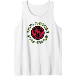 Amazon Essentials Marvel Miles Morales Spider-Man Circular Logo Tank Top(White)