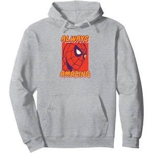 Amazon Essentials Marvel Spider-Man Always Amazing Boxed Portrait Pullover Hoodie(Heather Grey)