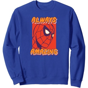 Amazon Essentials Marvel Spider-Man Always Amazing Boxed Portrait Sweatshirt(Royal Blue)
