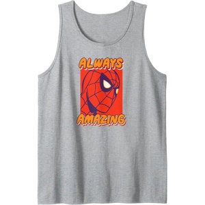 Amazon Essentials Marvel Spider-Man Always Amazing Boxed Portrait Tank Top(Heather Grey)