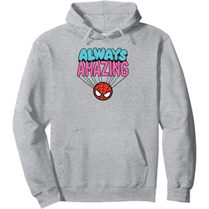 Amazon Essentials Marvel Spider-Man Doodle Always Amazing Pullover Hoodie(Heather Grey)