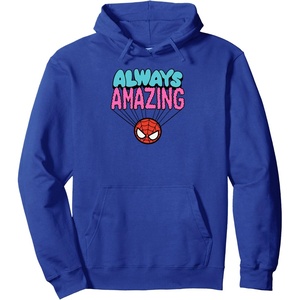 Amazon Essentials Marvel Spider-Man Doodle Always Amazing Pullover Hoodie(Royal Blue)