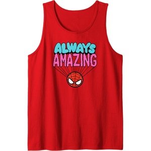 Amazon Essentials Marvel Spider-Man Doodle Always Amazing Tank Top(Red)