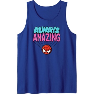 Amazon Essentials Marvel Spider-Man Doodle Always Amazing Tank Top(Royal Blue)