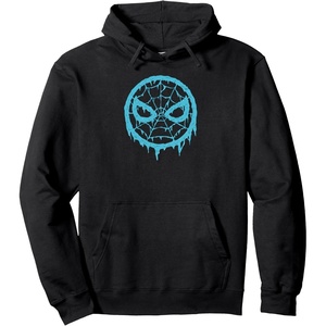 Amazon Essentials Marvel Spider-Man Dripping Blue Face Logo Pullover Hoodie(Black)