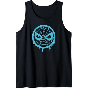 Amazon Essentials Marvel Spider-Man Dripping Blue Face Logo Tank Top(Black)