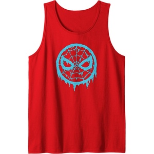 Amazon Essentials Marvel Spider-Man Dripping Blue Face Logo Tank Top(Red)