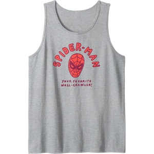 Amazon Essentials Marvel Spider-Man Hand-Drawn Mask Favorite Wall-Crawler Tank Top(Heather Grey)