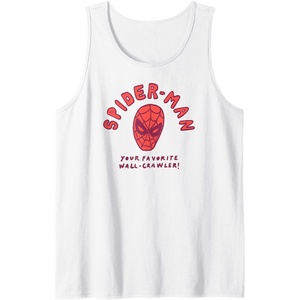 Amazon Essentials Marvel Spider-Man Hand-Drawn Mask Favorite Wall-Crawler Tank Top(White)
