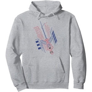 Amazon Essentials Marvel Spider-Man Hanging in the City Line Drawing Pullover Hoodie(Heather Grey)