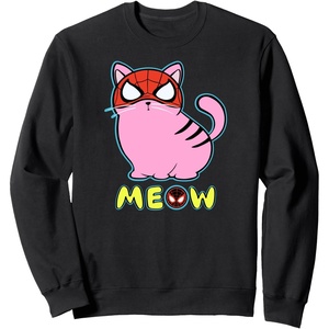 Amazon Essentials Marvel Spider-Man Miles Morales Cat with Mask Meow Sweatshirt(Black)