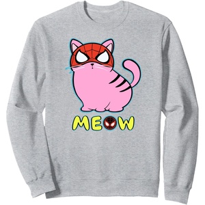 Amazon Essentials Marvel Spider-Man Miles Morales Cat with Mask Meow Sweatshirt(Heather Grey)