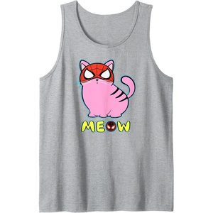 Amazon Essentials Marvel Spider-Man Miles Morales Cat with Mask Meow Tank Top(Heather Grey)