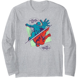 Amazon Essentials Marvel Spider-Man My Suit Is Cooler Than Yours Long Sleeve T-Shirt(Heather Grey)