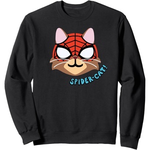 Amazon Essentials Marvel Spider-Man Spider-Cat Portrait Sweatshirt(Black)