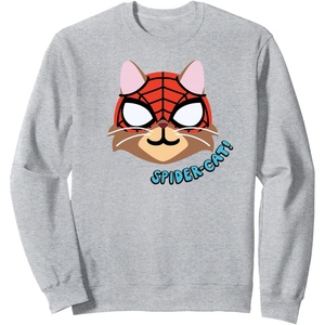 Amazon Essentials Marvel Spider-Man Spider-Cat Portrait Sweatshirt(Heather Grey)