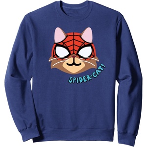 Amazon Essentials Marvel Spider-Man Spider-Cat Portrait Sweatshirt(Navy Blue)