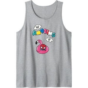 Amazon Essentials Marvel Spider-Man in a Pool Floatie So Amazing Tank Top(Heather Grey)