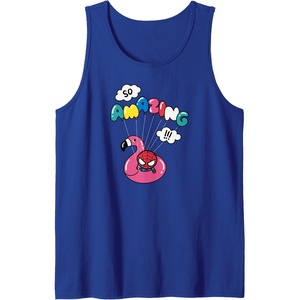 Amazon Essentials Marvel Spider-Man in a Pool Floatie So Amazing Tank Top(Royal Blue)