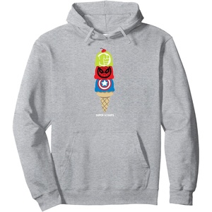 Amazon Essentials Marvel Super Heroes Ice Cream Cone Super Scoops Pullover Hoodie(Heather Grey)