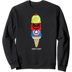 Amazon Essentials Marvel Super Heroes Ice Cream Cone Super Scoops Sweatshirt(Black)