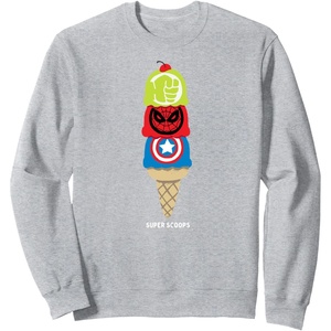 Amazon Essentials Marvel Super Heroes Ice Cream Cone Super Scoops Sweatshirt(Heather Grey)