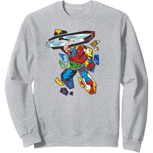 Amazon Essentials Marvel Super Heroes Multi Hero Shattered Collage Sweatshirt(Heather Grey)