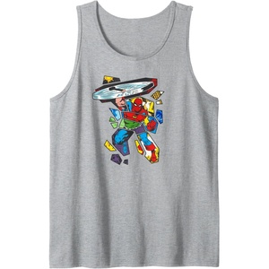 Amazon Essentials Marvel Super Heroes Multi Hero Shattered Collage Tank Top(Heather Grey)