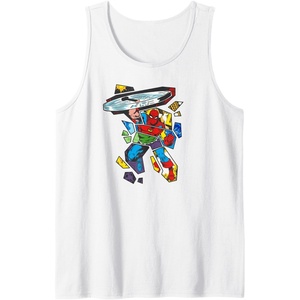 Amazon Essentials Marvel Super Heroes Multi Hero Shattered Collage Tank Top(White)