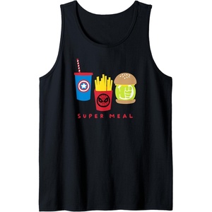 Amazon Essentials Marvel Super Heroes Super Meal Burger and Fries Tank Top(Black)