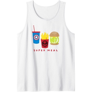 Amazon Essentials Marvel Super Heroes Super Meal Burger and Fries Tank Top(White)