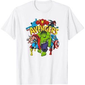 Amazon Essentials Men’s MARVEL AVENGERS COMIC HEROES T-Shirt, White, Small(White)
