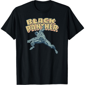 Amazon Essentials Men’s MARVEL BLACK PANTHER COMIC POSE T-Shirt, Black, Small(Black)