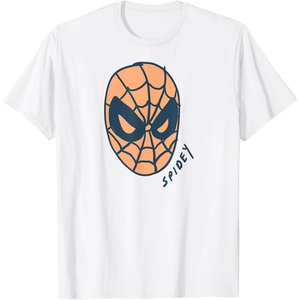 Amazon Essentials Men’s MARVEL SPIDER-MAN SPIDEY MASK T-Shirt, White, Small(White)