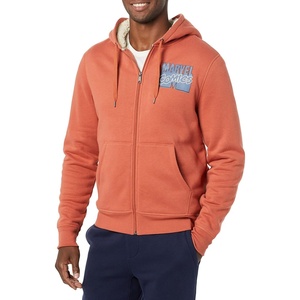 Amazon Essentials Men’s Sherpa-Lined Hooded Sweatshirt Full-Zip Hoodie with Drawstring(Marvel Comic Logo)