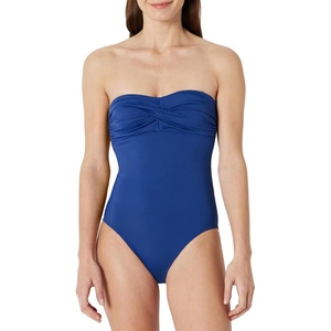 Amazon Essentials Women’s Bandeau One Piece Swimsuit(Deep Blue)