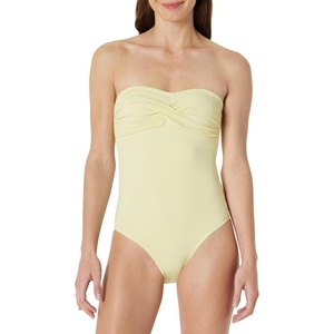 Amazon Essentials Women’s Bandeau One Piece Swimsuit(Light Yellow)