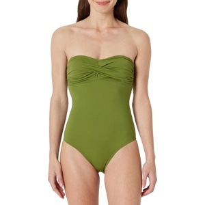Amazon Essentials Women’s Bandeau One Piece Swimsuit(Olive)