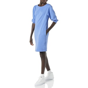 Amazon Essentials Women’s Fleece Blouson Sleeve Boatneck Sweatshirt Dress (Available in Plus Size)(Blue Heather)