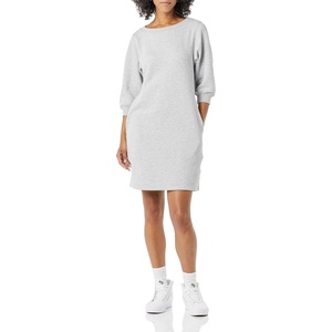 Amazon Essentials Women’s Fleece Blouson Sleeve Boatneck Sweatshirt Dress (Available in Plus Size)(Grey Heather)