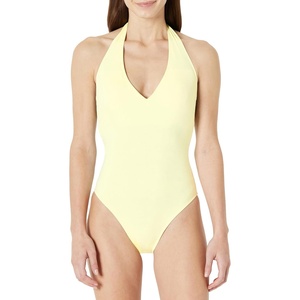 Amazon Essentials Women’s Halter One Piece Swimsuit(Light Yellow)