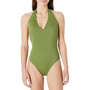 Amazon Essentials Women’s Halter One Piece Swimsuit(Olive)