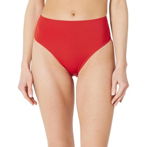 Amazon Essentials Women’s High Waist High Leg Bikini Bottom(Bright Poppy Red)
