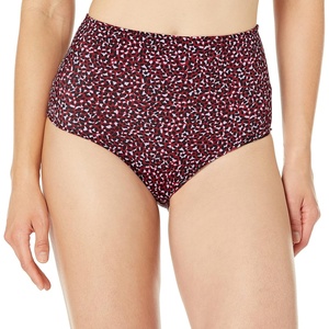 Amazon Essentials Women’s High Waist Swim Bottom (Available in Plus Size)(Brick Red Leopard)