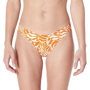 Amazon Essentials Women’s High-Rise High-Leg Swim Bikini Bottom(Rust Orange Abstract Palms)