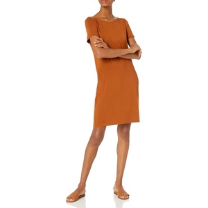 Amazon Essentials Women’s Jersey Regular-Fit Ballet-Back t-Shirt Dress (Previously Daily Ritual)(Caramel)