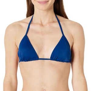 Amazon Essentials Women’s Light Support Triangle Bikini Top with Removable Cups(Deep Blue)