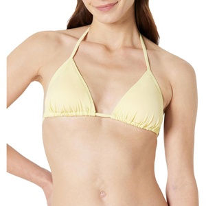 Amazon Essentials Women’s Light Support Triangle Bikini Top with Removable Cups(Light Yellow)