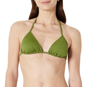 Amazon Essentials Women’s Light Support Triangle Bikini Top with Removable Cups(Olive)