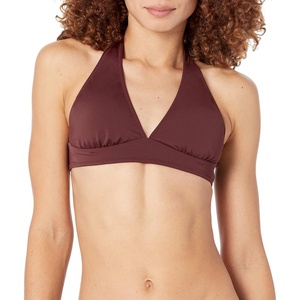 Amazon Essentials Women’s Light-Support Padded Tie Halter Bikini Swimsuit Top (Available in Plus Size)(Deep Brown)